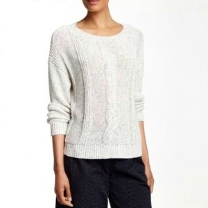 Eileen Fisher bateau sweater cable knit gray Moon